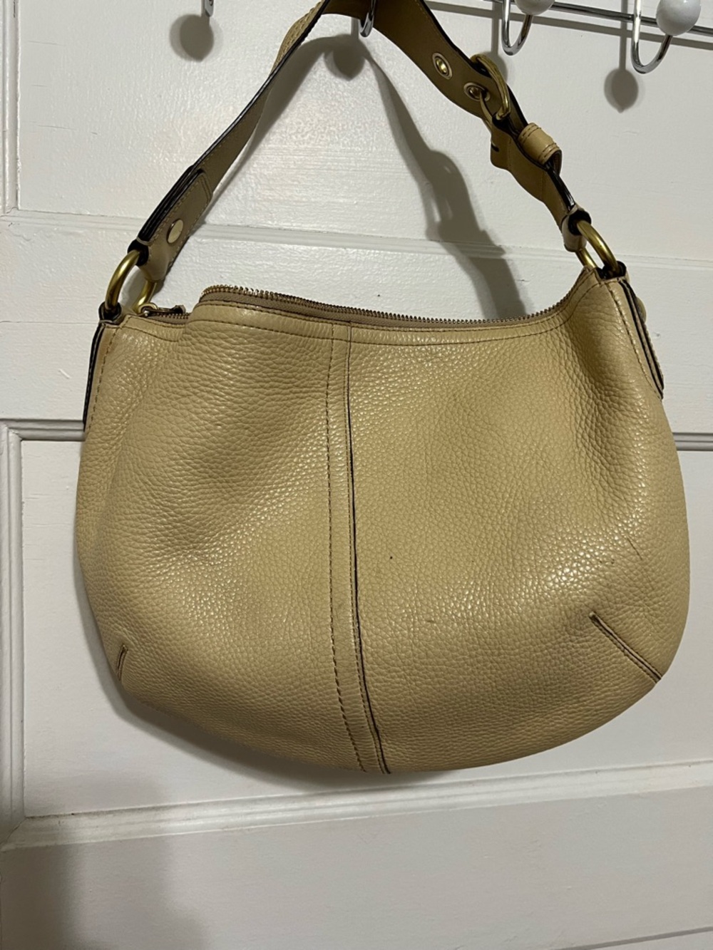 Coach Pebbled Leather Shoulder Bag - Tan